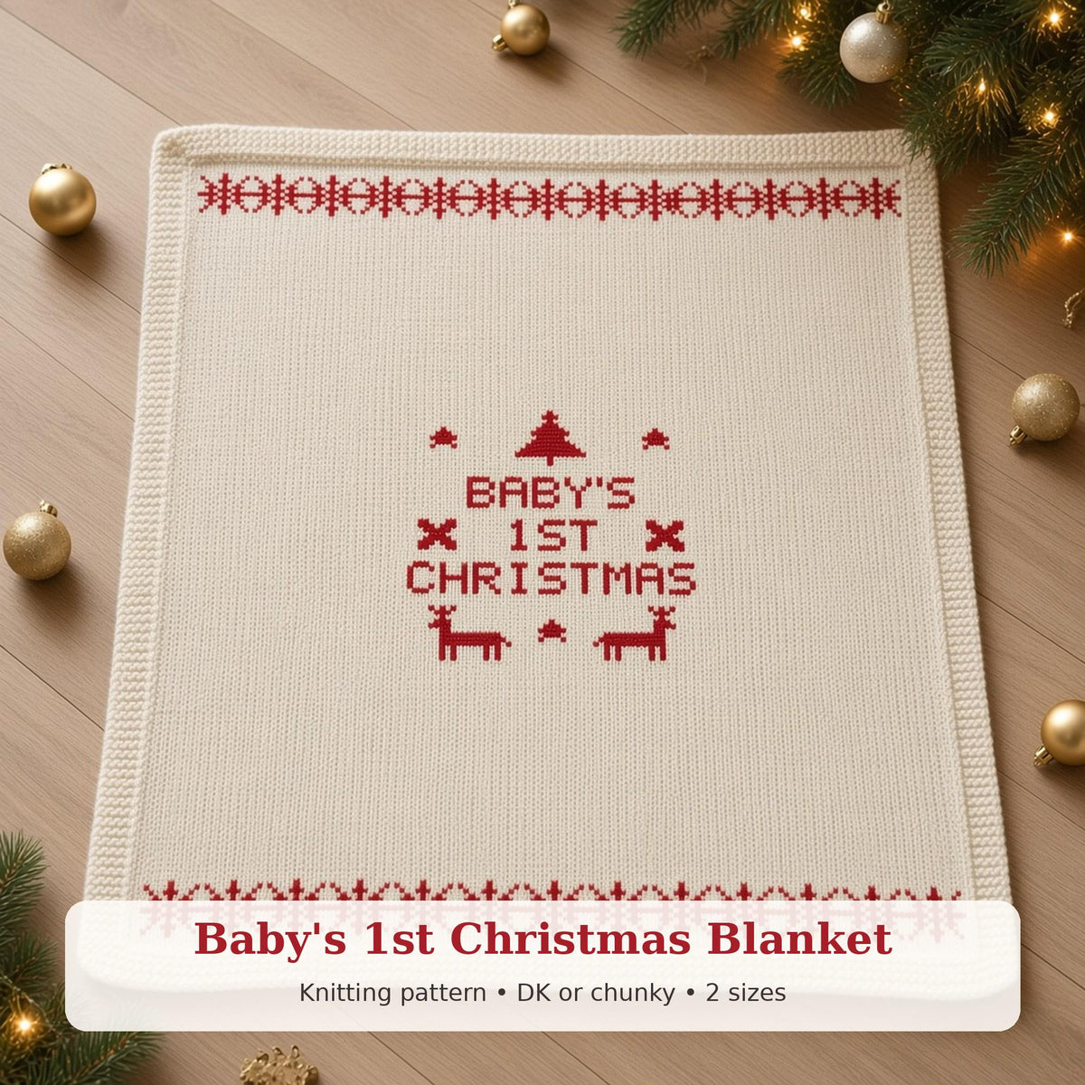 Baby's First Christmas Blanket, knitting pattern, photo 4