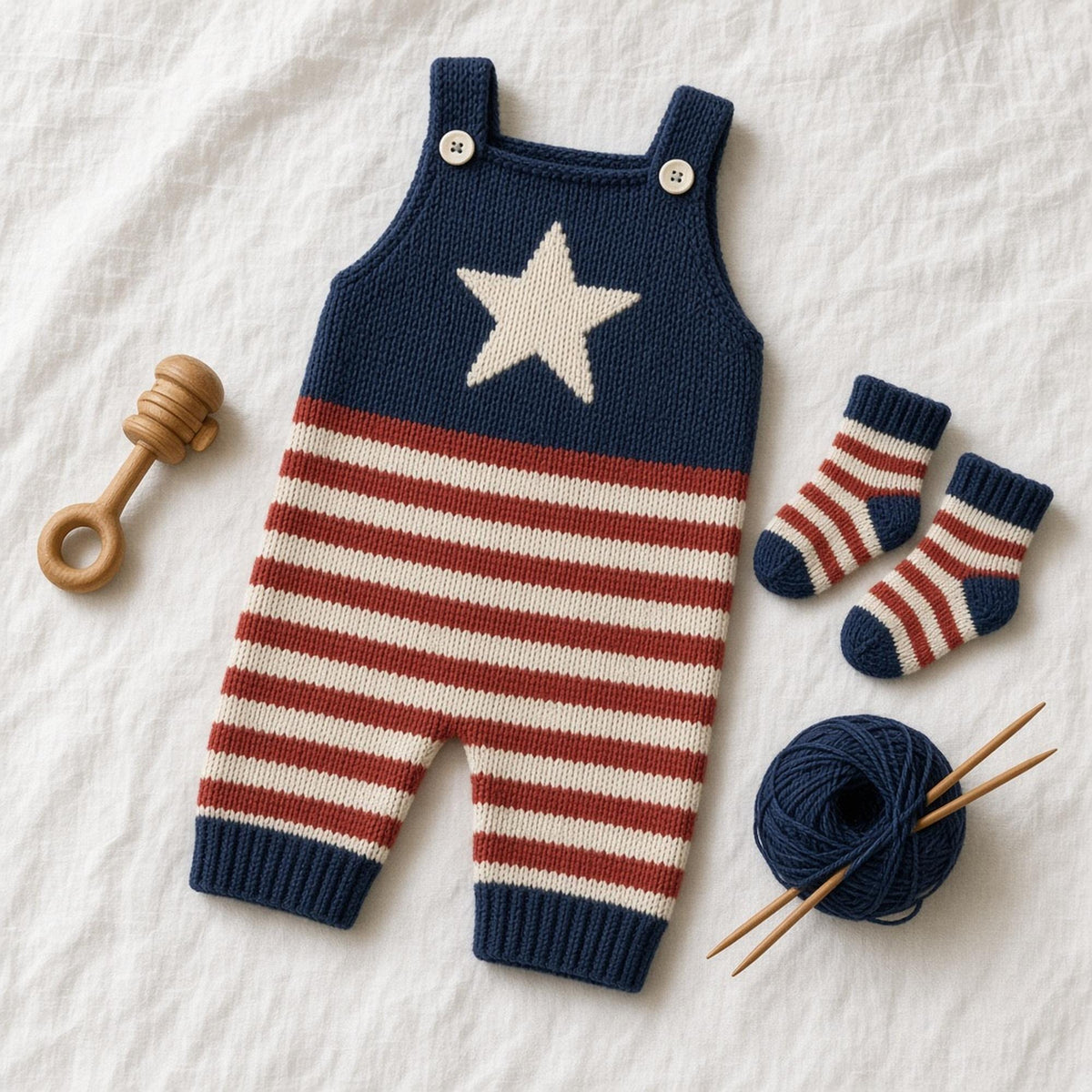 4th of July Baby Romper, knitting pattern, photo 2