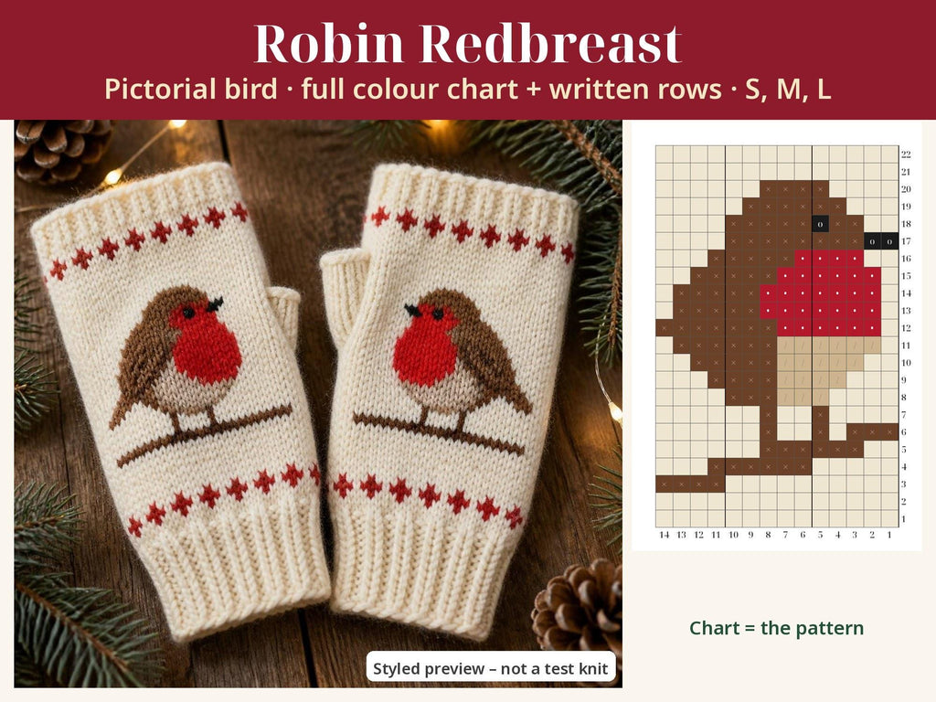 Christmas Fingerless Gloves, knitting pattern, photo 2