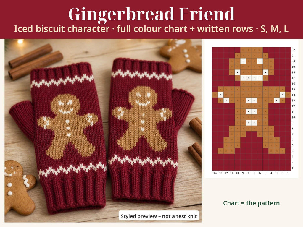 Christmas Fingerless Gloves, knitting pattern, photo 3
