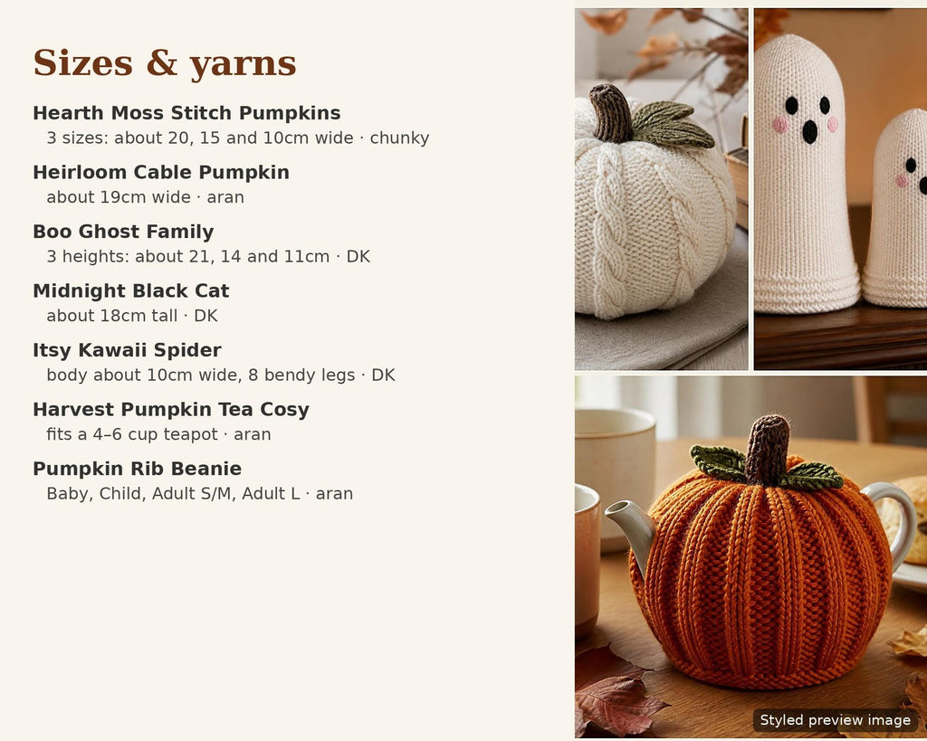 Autumn Halloween Knitting Pattern Bundle PDF + Free Bonus Pattern, photo 4