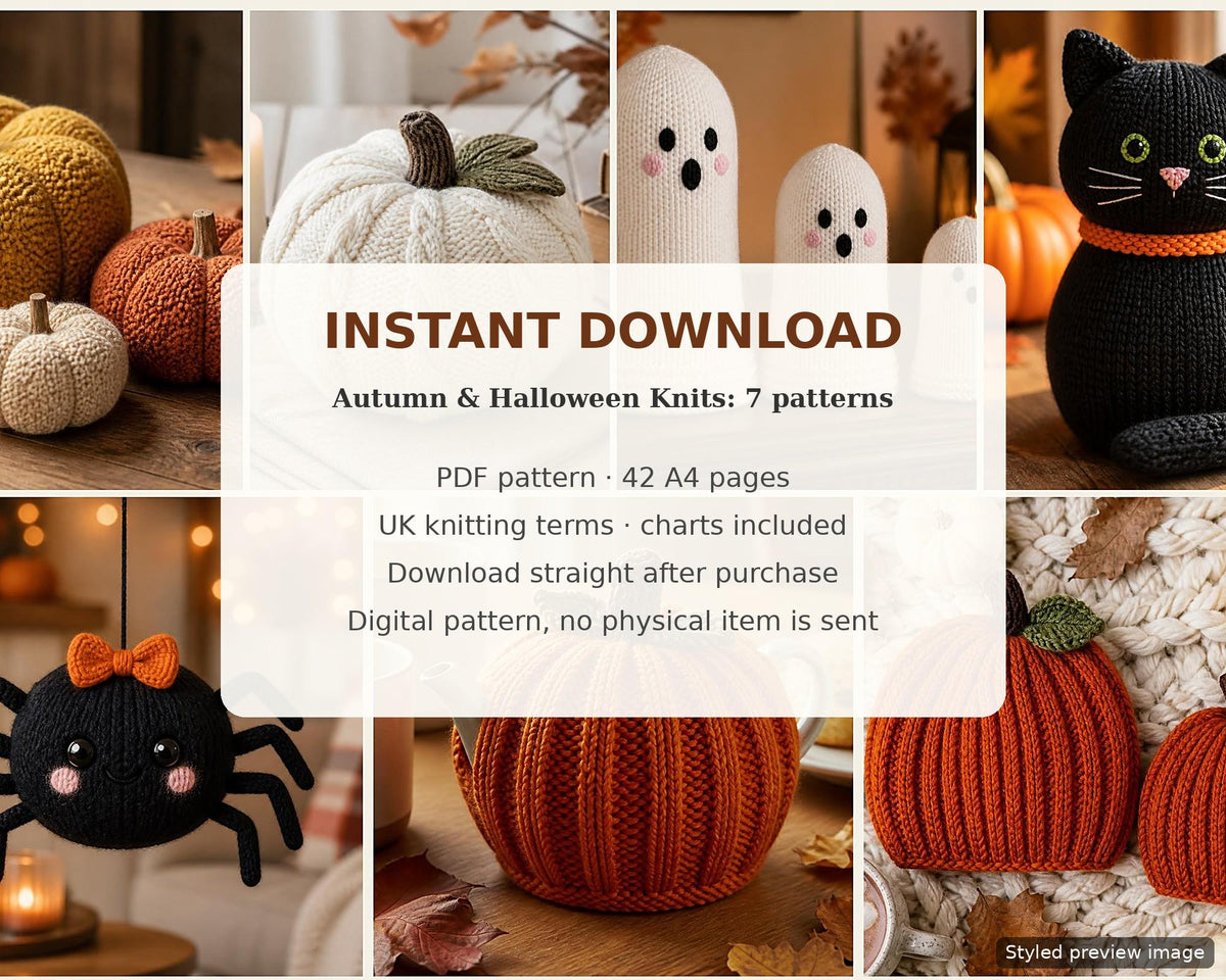 Autumn Halloween Knitting Pattern Bundle PDF + Free Bonus Pattern, photo 5