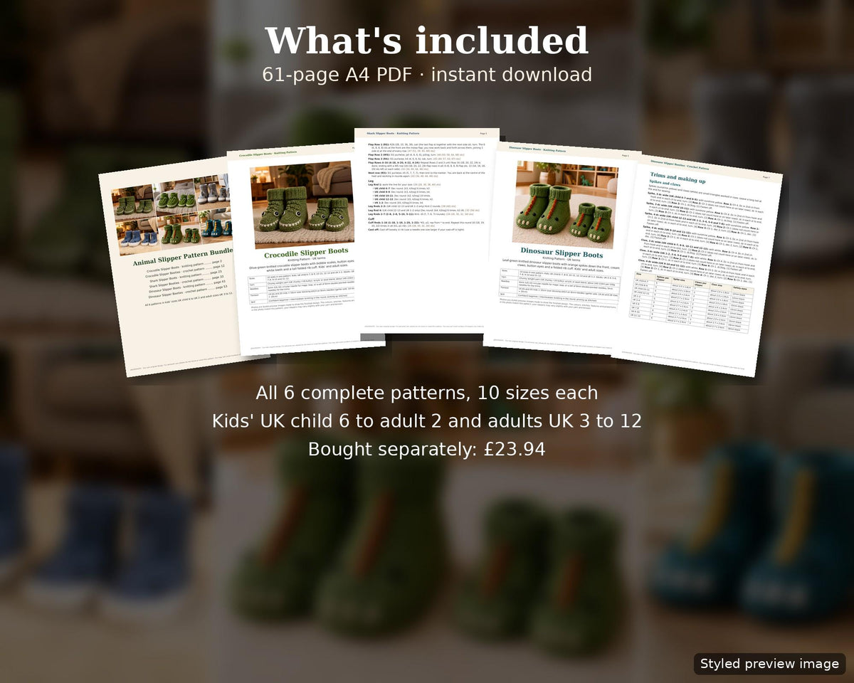Animal Slipper Pattern Bundle PDF, photo 3