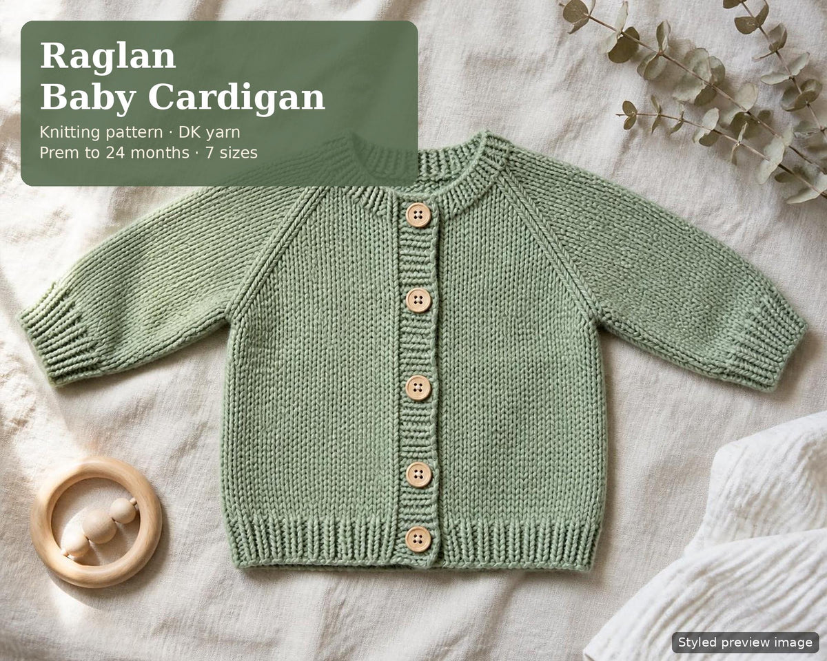 Baby Raglan Cardigan, knitting pattern