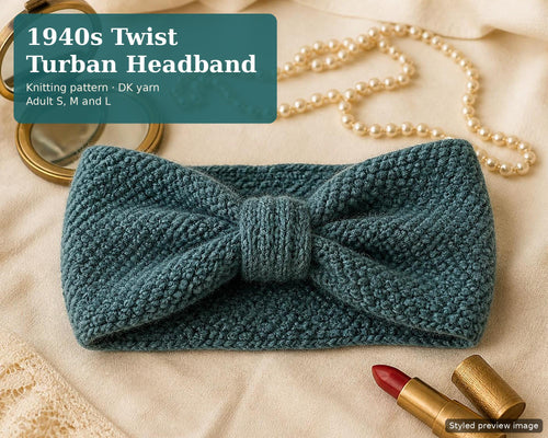 1940s Turban Headband, knitting pattern