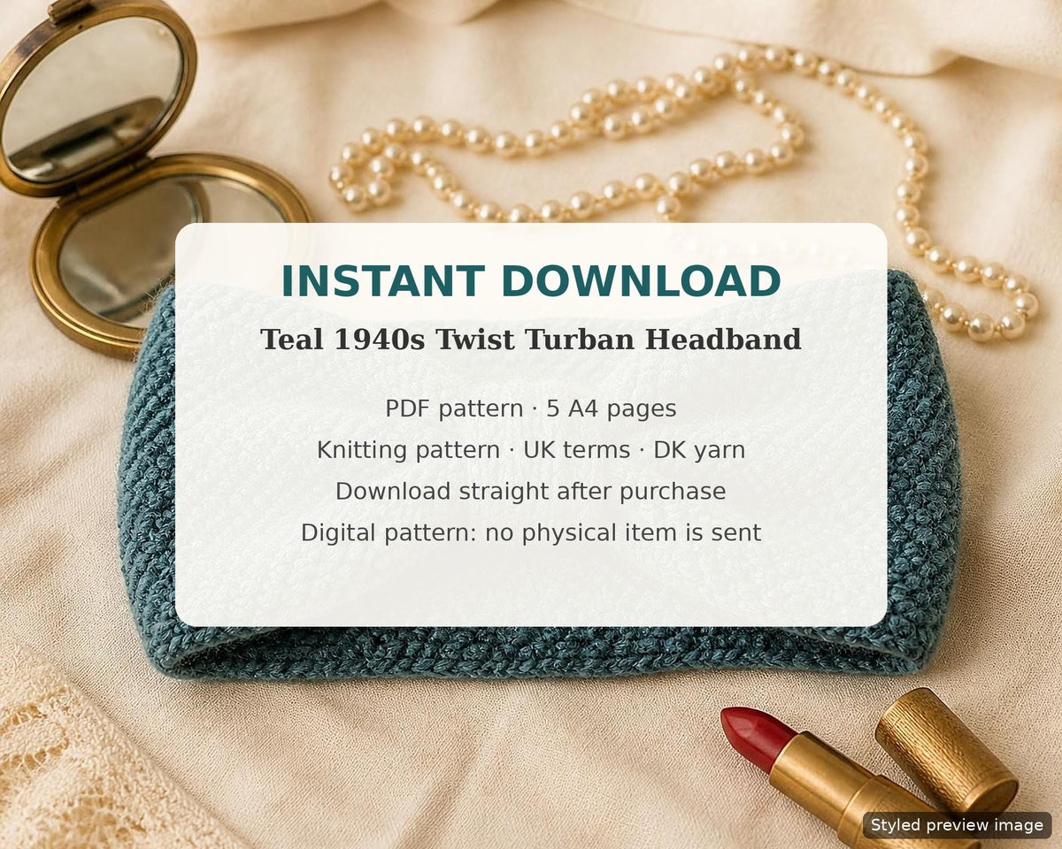 1940s Turban Headband, knitting pattern, photo 5
