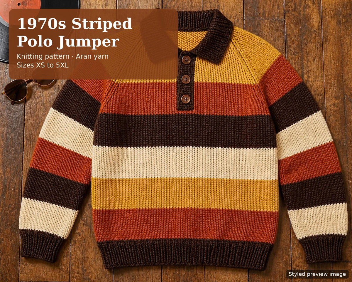 1970s Striped Polo Jumper, knitting pattern