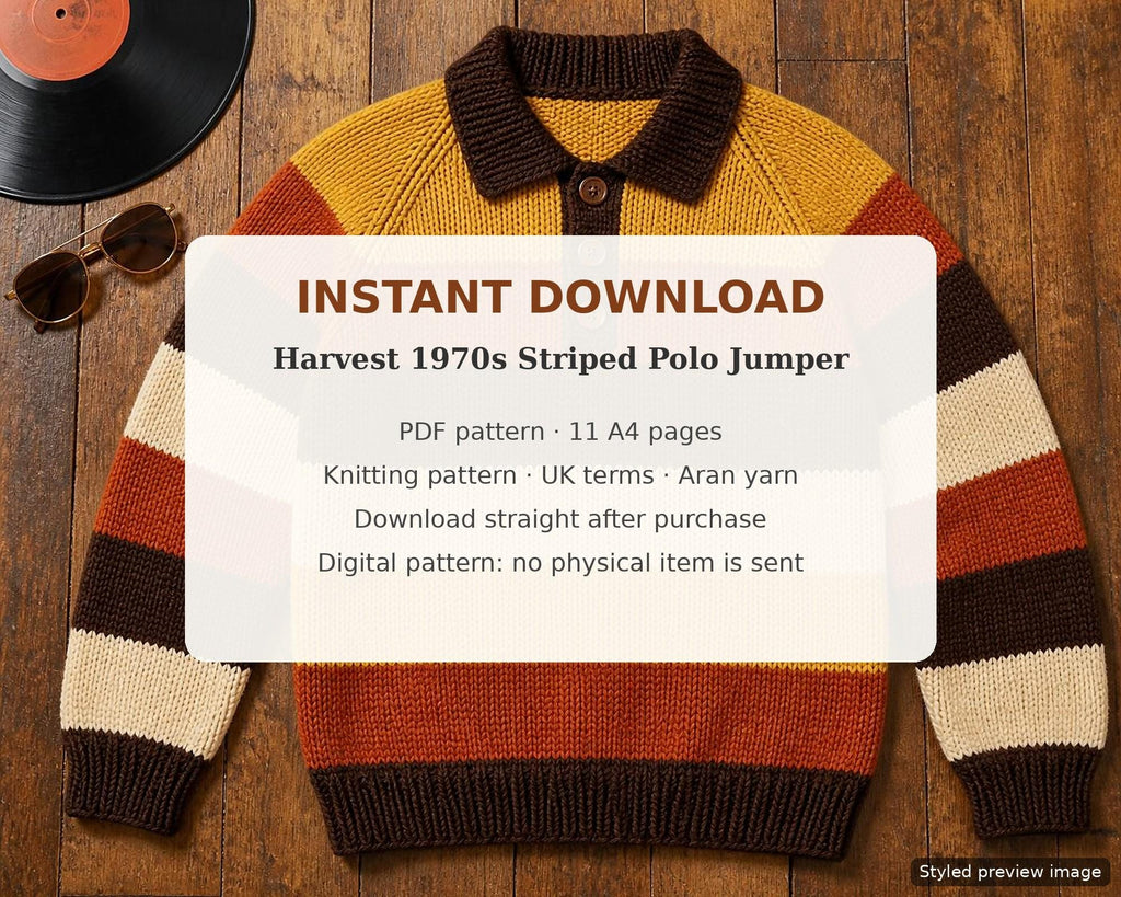 1970s Striped Polo Jumper, knitting pattern, photo 5