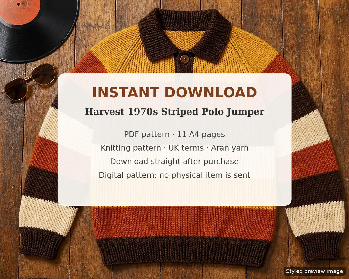 1970s Striped Polo Jumper, knitting pattern, photo 5