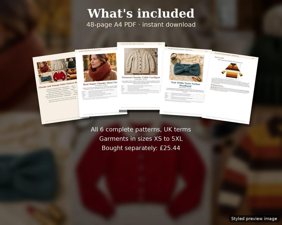 Chunky and Vintage Knitting Pattern Bundle PDF, photo 3
