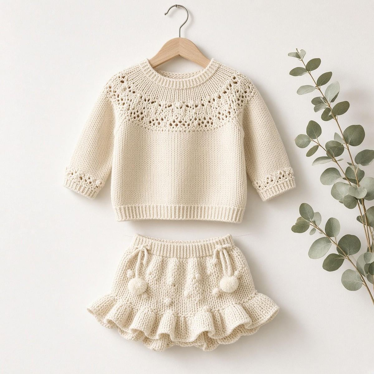 Baby Lace Yoke Jumper & Ruffle Knicker Cover, knitting pattern, photo 4