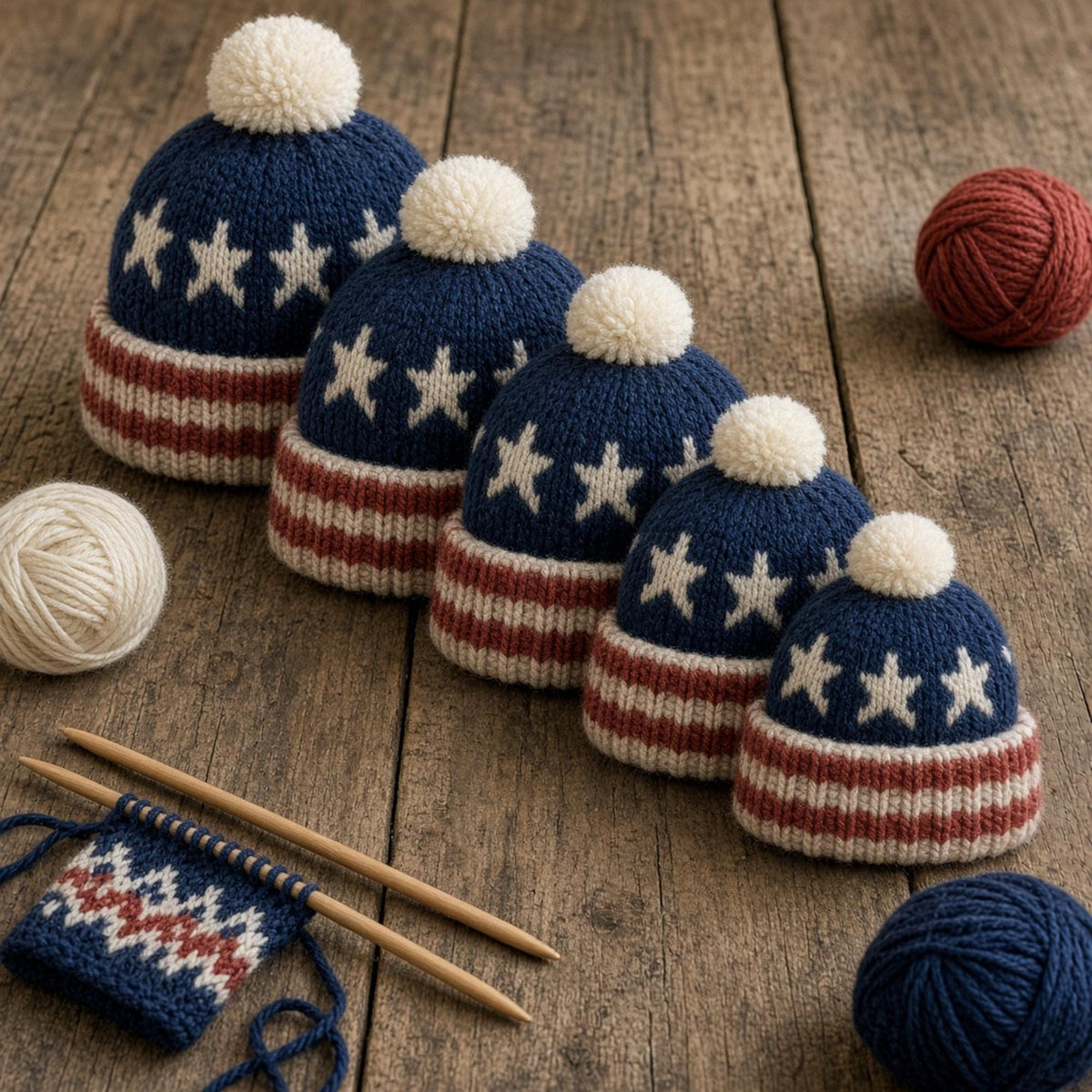 Americana Star Beanie, knitting pattern, photo 2