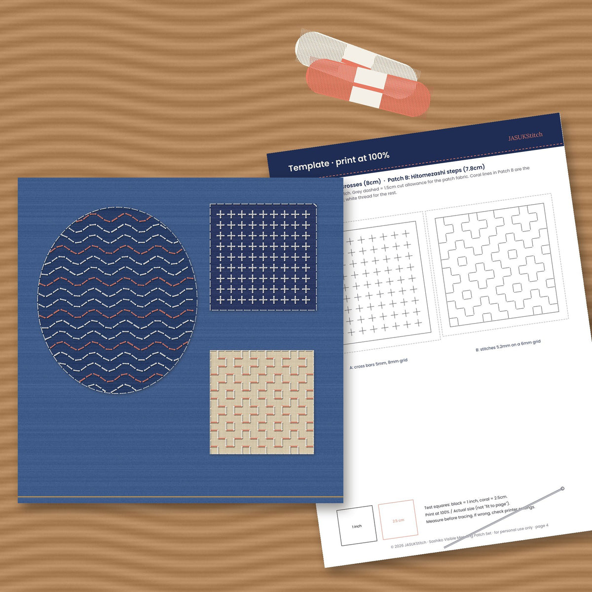 Sashiko Visible Mending Patch, sashiko pattern, photo 2