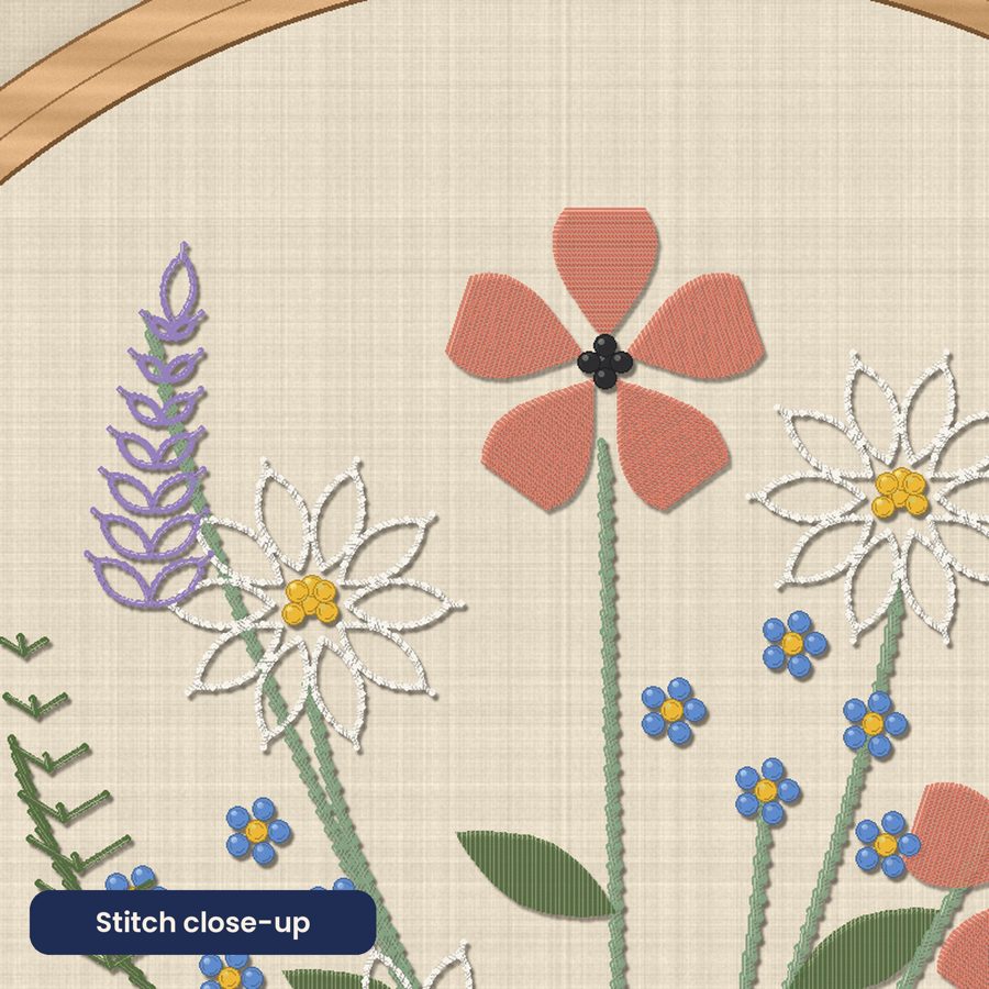 Wildflower bouquet hand embroidery in a hoop, photo 3
